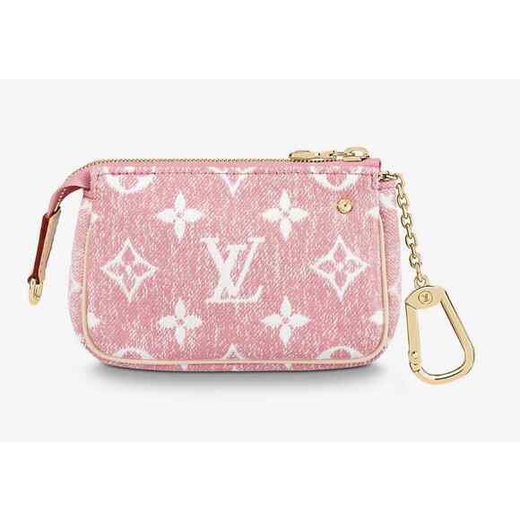 Louis Vuitton Micro Pochette Accessoires Denim Rose Pink Monogram Key Coin Purse - Picture 6 of 11